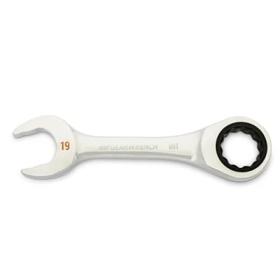 Image of GEARWRENCH 19mm 90 Tooth 12 Point Stubby Combination Ratcheting Wrench 86849