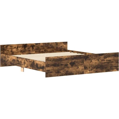 Image of vidaXL Bed Frame without Mattress Smoked Oak 160x200 cm