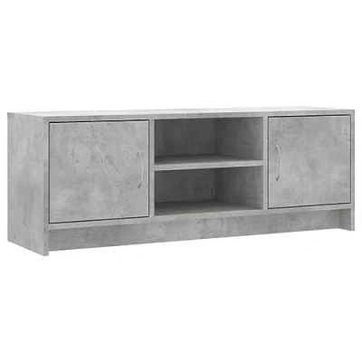Image of vidaXL Engineered Wood TV Cabinet Concrete Grey, Spacious 4 Compartments, Protective Doors, 102x30x37.5 cm for Living Rooms and Bedrooms