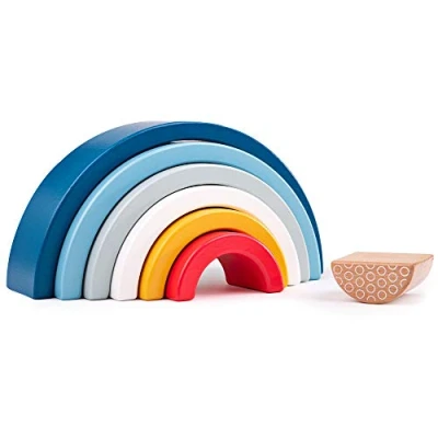 Image of Bigjigs Toys, FSC® Certified Rainbow Stacker Arches, Wooden Stacking Montessori Toy, Toddler Baby