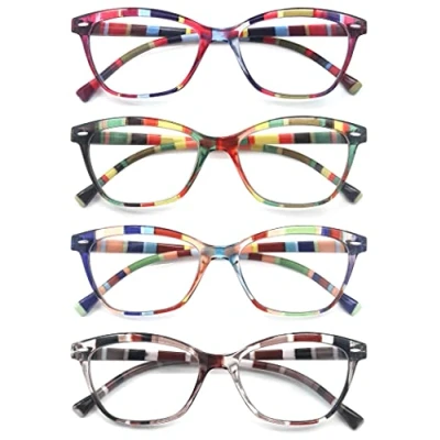 Image of HEEYYOK Reading Glasses Women,Colorful Ladies Readers Glasses,Flexible Spring Hinge,4 Pack Lightweight Eyeglasses for Womens +3.50