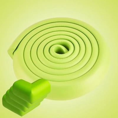 Image of 2M Kids Safety Foam Edge Protector with 4 Corner Guards Rubber Bumper Strip Table Cushion Baby Proofing Furniture Guard Soft Impact Protection (Green)