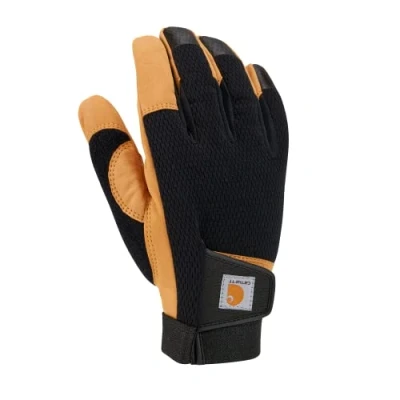 Image of Carhartt Men&#039;s Synthetic Leather High Dexterity Touch Sensitive Secure Cuff Glove Cold Weather, Black Barley, Medium