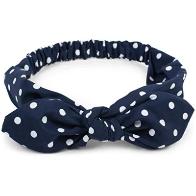 Image of styleBREAKER women hairband with polka dots pattern, flexible bow and elastic, hairband, headband, pin up, rockabilly 04026036, Colour:Black
