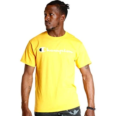 Image of Champion Men&#039;s Big &amp; Tall Classic Tee, C Script T Shirt, Team Gold, S