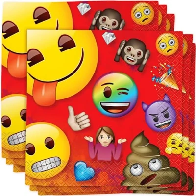 Image of Rainbow Fun Emoji Luncheon Napkins (16cm) Vibrant &amp; Playful Party Essential Perfect for Parties Celebrations 16 Pcs