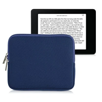 Image of kwmobile Neoprene e Reader Pouch Size 6,8 7&quot; eReader Universal eBook Sleeve Case with Zipper Dark Blue