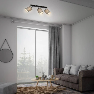 Image of Briloner Stofa downlight star décor, grey, 3 bulb