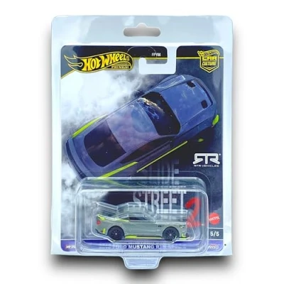 Image of Hot Wheels 2018 Ford Mustang RTR Spec 5 (Grey &amp; Hi Viz Yellow) 5/5 Slide Street 2 2024 (Premium Car Culture) includes a KLAS Keeper Protector Case HKC85