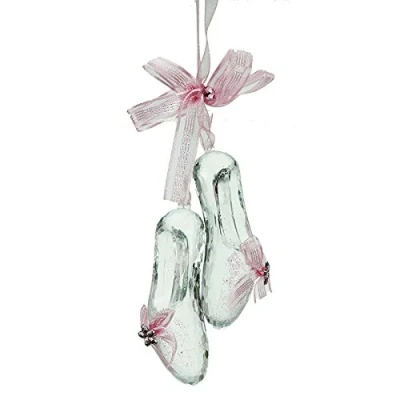 Image of Pretty Ballet Shoe Christmas Decorations with Pink Ribbon (15cm)