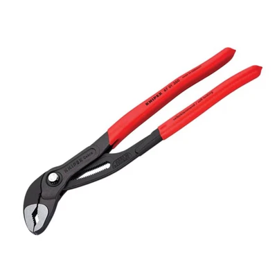 Image of Knipex Cobra® High Tech Water Pump Pliers grey atramentized, with non slip plastic coating 300 mm (self service card/blister) 87 01 SB