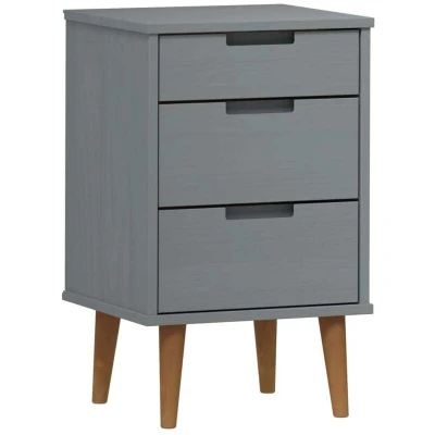 Image of vidaXL Bedside Cabinet MOLDE Grey 40x35x65 cm Solid Wood Pine