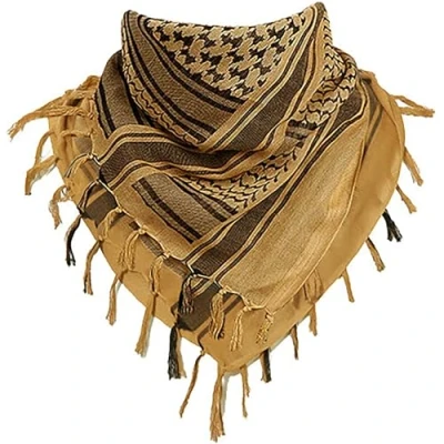 Image of Cotton Shemagh Tactical Desert Keffiyeh Scarf Arab Sun Hat Wrap Soft SAS Army Military Heack Neck Mask (Sand Black)