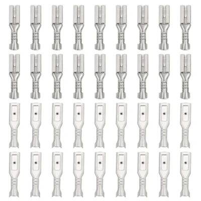 Image of YINETTECH 100pcs 2.8mm Female Crimp Connectors Spade Terminal Quick Splice Wire Terminals Compatible with Mini Switch Car Speaker Sliverf