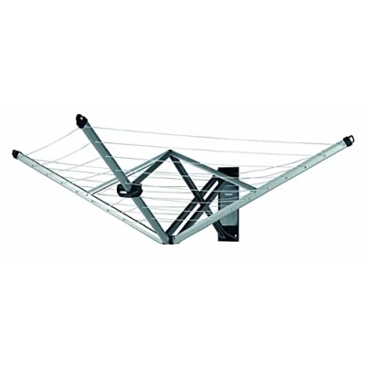 Image of Brabantia WallFix Retractable Washing Line with Protective Fabric Cover (24m) Wall Mounted Foldaway Clothes Air Dryer (Silver)