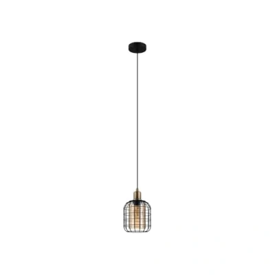 Image of Eglo Pendant Lighting Chisle, Ceiling Light Fixture for Dining and Living Rooms, Hanging Made of Black Metal Steamed Amber Glass, E27 Socket