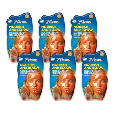 Image of 7th Heaven Manuka Honey Peel Off Face Mask with Vitamin E, Pack of 6 Nourish and Renew All Skin Types