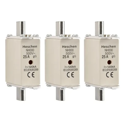 Image of Heschen NH Fuse Link NH000 25A gG Front Indicator Combination Detector Pack of 3