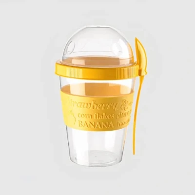 Image of Aware Home Concept 100% BPA Free Original Take &amp; go 600ml Yoghurt Pot for Breakfast Granola Muesli Cereal Overnight Oats to Yogurt with Spoon Lid Leakproof Plastic Dishwasher Safe