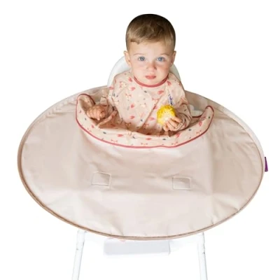 Image of Tidy Tot Weaning Bib &amp; Tray Kit. Set Attaches to Highchair for Mess Proof Baby Feeding. Essential Led BLW. Waterproof Long Sleeve Bibs Babies 6 24 months