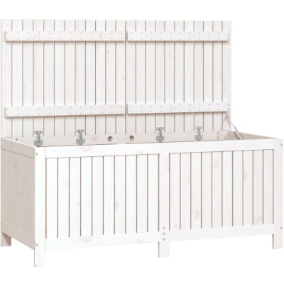 Image of vidaXL Garden Storage Box White 147x68x64 cm Solid Wood Pine