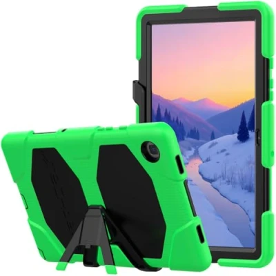 Image of TECHGEAR G SHOCK Case Fits Samsung Galaxy Tab A7 10.4&quot; 2022/2020 (SM T500, T503, T505, T509) Tough Rugged HEAVY DUTY Armour Shockproof Impact Survival Stand Case, Kids Schools Workman GREEN