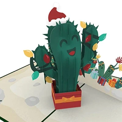 Image of papercrush® Pop Up Card Christmas Cactus Funny 3D with for Children, Women, Girlfriend Special Greeting Men (Boyfriend, Partner, Man)