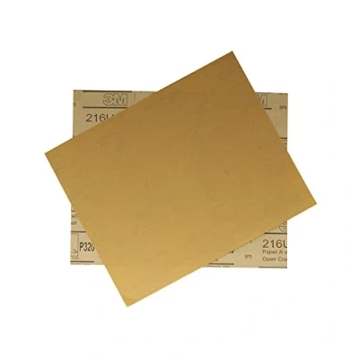 Image of 3M 320 Grit Gold Pre Cut Sandpaper Aluminum Oxide Abrasive Sheet 9 Inch x 11 (Set of 2)