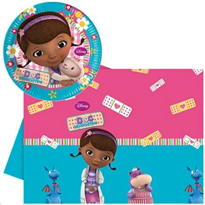 Image of Blue Frog Toys Doc McStuffins Party Table Cover and 8 Plates