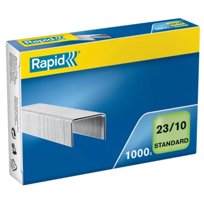 Image of Rapid 23/10mm Standard Staples, For Stapling 40 70 Sheets, Use with Heavy Duty Staplers, Galvanised Wire, Box of 1000, 24869300