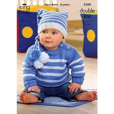 Image of King Cole Baby Sweater, Jacket, Hat &amp; Blanket Comfort DK Knitting Pattern 3500