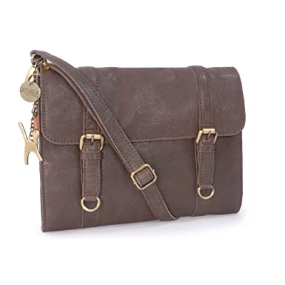 Image of Catwalk Collection Handbags Women&#039;s Small Leather Cross Body Bag Messenger Adjustable Shoulder Strap AMY Brown