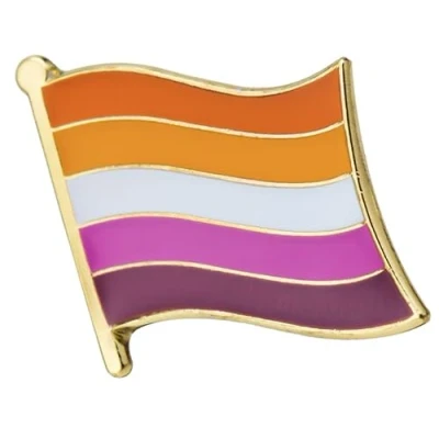 Image of Lesbian Sunset Pride Sexuality LGBTQ Flag Metal Enamel Pin Badge Lapel