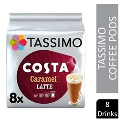 Image of Tassimo Costa Caramel Latte Coffee Pods, Pack of 8