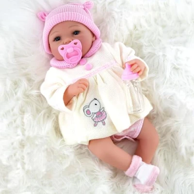 Image of The Magic Toy Shop 20&quot; Realistic Reborn Handmade Sleeping or Open Eyes Baby Girl/Boy Doll with Dummy &amp; Feeding Bottle (Open Girl)