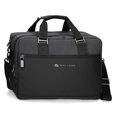 Image of Pepe Jeans Jarvis Carteron for Laptop Double Compartment Adaptable Black 40 x 30 11 cm Polyester with Faux Leather Details