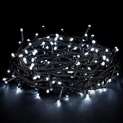 Image of JnDee Safe Voltage 100 Bright LEDs 10M Cool White Christmas Fairy Lights, 8 Modes, Memory/Timer Functions