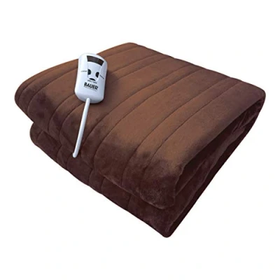 Image of Bauer Luxury Soft Touch Heated Throw Brown 120x160cm