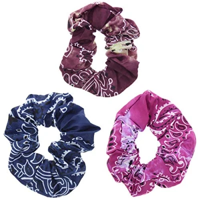 Image of Zac&#039;s Alter Ego Set of 3 Acid Wash Tie Dye Retro Paisley Print Hair Scrunchies