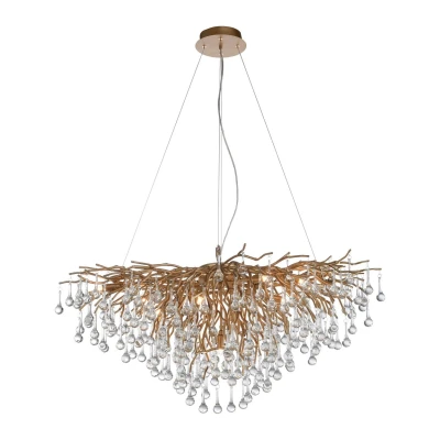 Image of Icicle Chandelier Glass Drops Pendant Ceiling Light Antique Brass 10x G9