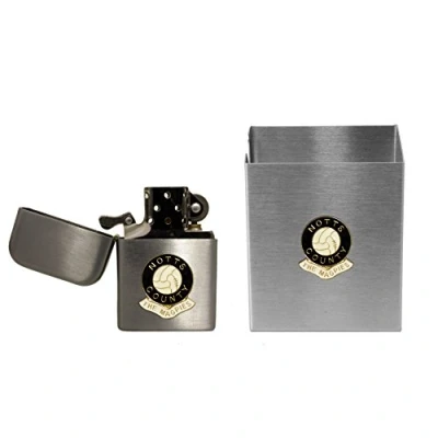 Image of Notts County football club stormproof petrol lighter and metal cigarette packet cover