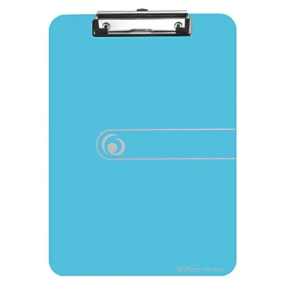 Image of Herlitz 10842409 Clipboard A4 Kraft Paper Cover with Clip Mechanism and Hanging Hole, FSC Mix. Assorted Colours. Light Blue