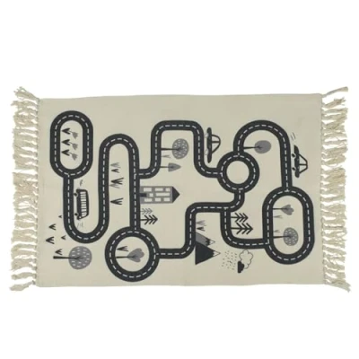 Image of Childrens Road Map Rug Rag For Kids Highway Motorway Town City Car Roads Girls Boys Nursery Bedroom Floor Area 80 X 120cm