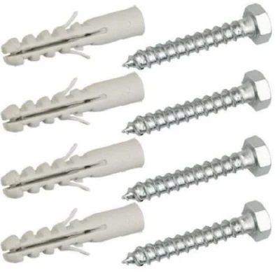Image of electrosmart Pack of 4 M8 x 50mm Steel Bolts Kit with Wall Plug &amp; Washer for Mounting Bracket Aerial Sky Dish Gates