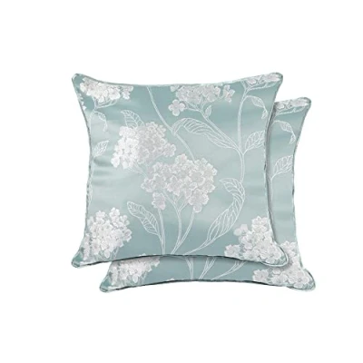 Image of Emma Barclay Blossom Jacquard Cushion Cover in Duck Egg 17x17 (43x43cm) (BLOMCCDUC)