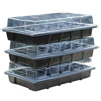 Image of Seed Tray Propagator Kit 360 Cells, 40 Cells per Growing Clear Lids, Plant Germination, Windowsill Greenhouse &amp; Garden, 3 Pack Seedling Plugs Starter Plastic Grow Trays (9 Trays)