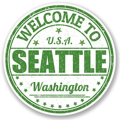 Image of 2 x 10cm Seattle Washington USA Vinyl Sticker Bike Laptop Car Travel Tag #5218 (10cm 10cm)