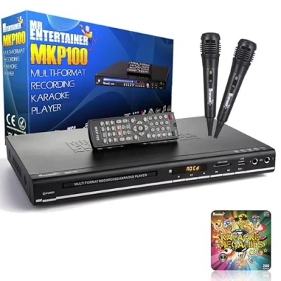 Image of Mr Entertainer MKP100 CDG DVD MP3G Karaoke Player (Wired Microphones + 200 Songs)