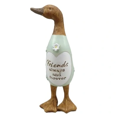 Image of Shudehill Giftware Daisy Message Wooden Duck Ornament Gift Family, Friends, Auntie, Daughter, Sister, Grandma, Nan or Mum Messages (Friends)