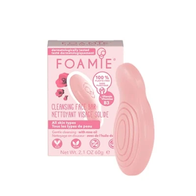 Image of Rose Oil Face Bar with Niacinamide. Plastic Free, Soap Ultra Gentle, No Sulphates or Parabens. Made in the UK